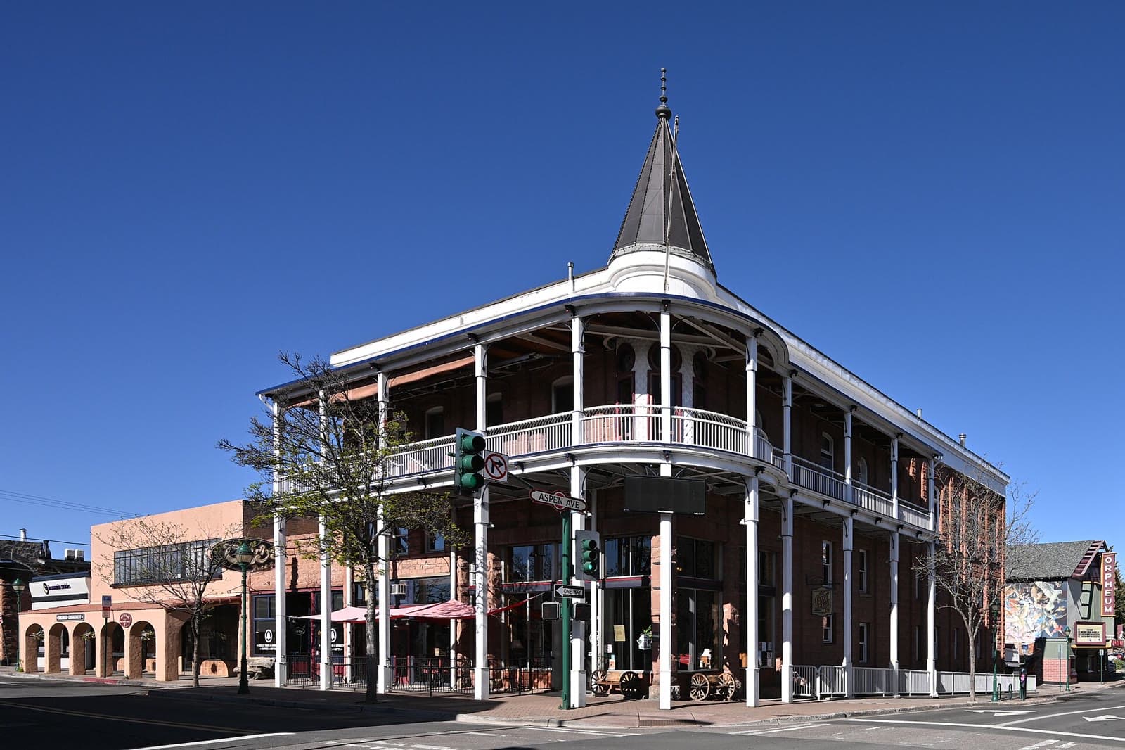 The historic Weatherford Hotel in downtown Flagstaff under a deep blue sky: Rockstarr Media is casting new faces in Flagstaff
