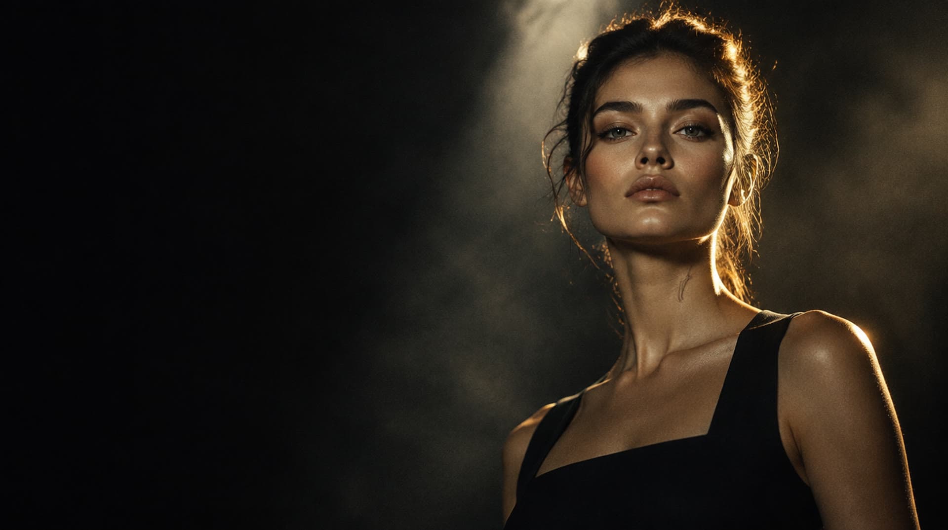 A model standing under a single studio light at an open casting call