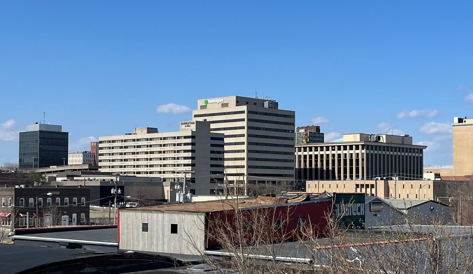 The downtown Canton skyline under a clear blue sky: Rockstarr Media is casting new faces in Canton
