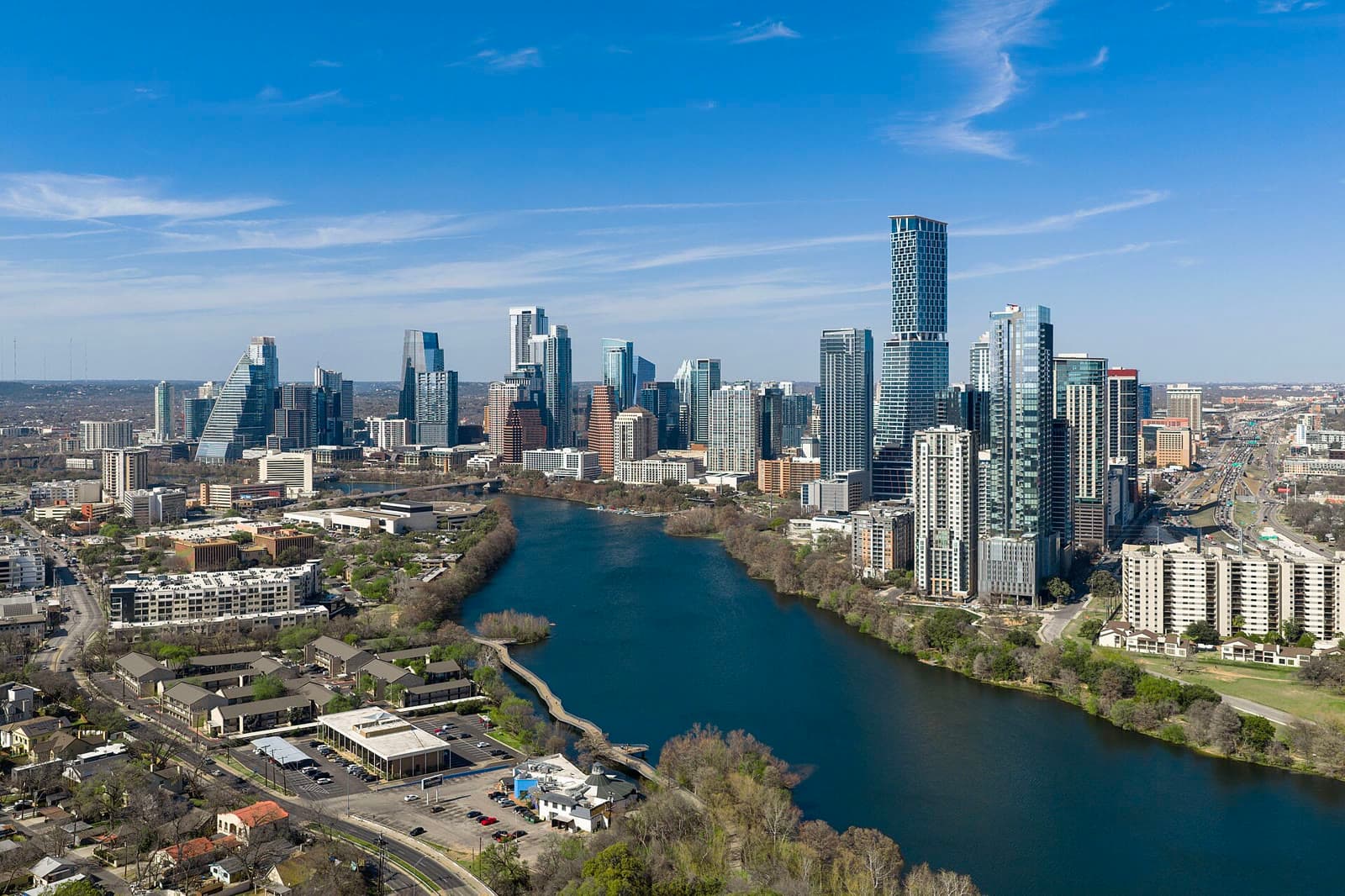 The downtown Austin skyline above Lady Bird Lake: Rockstarr Media is casting new faces in Austin