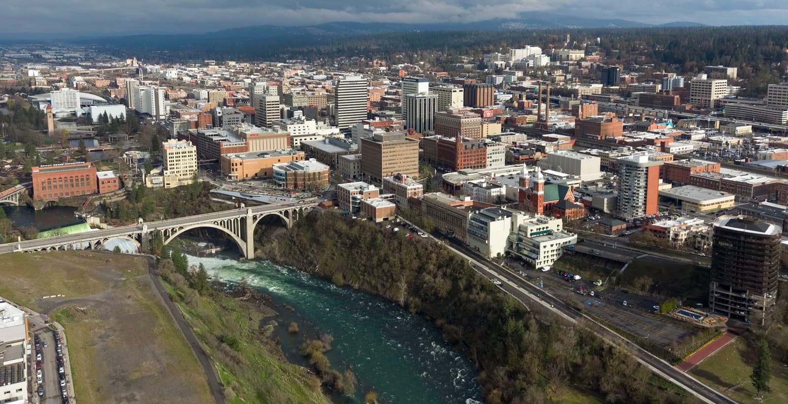 Downtown Spokane above the Spokane River and Monroe Street Bridge: Rockstarr Media is casting new faces in Spokane