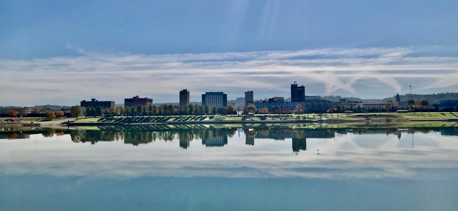 Downtown Huntington reflected in the Ohio River: Rockstarr Media is casting new faces in Huntington