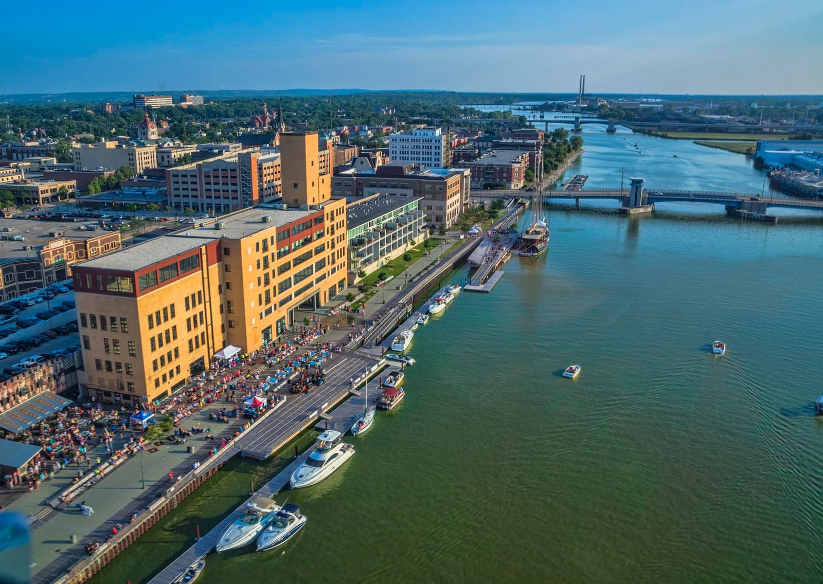 The CityDeck boardwalk on the Fox River downtown: Rockstarr Media is casting new faces in Green Bay