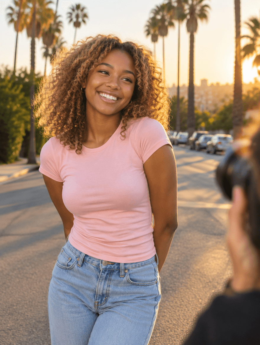 A new face at a photoshoot in Los Angeles, California