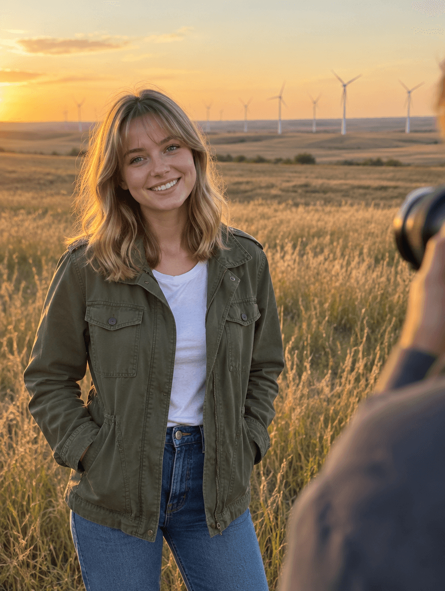A new face at a photoshoot in Weatherford, Oklahoma